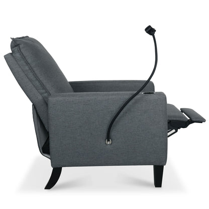 Recliner Chairs For Adults, Adjustable Recliner Sofa With Mobile Phone Holder & Cup Holder, Modern Reclining Chairs Fabric Push Back Recliner Chairs For Living Room, Bedroom - Gray