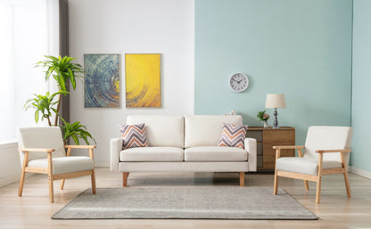 Bahamas - Sofa And 2 Chairs With 2 Throw Pillows - Beige