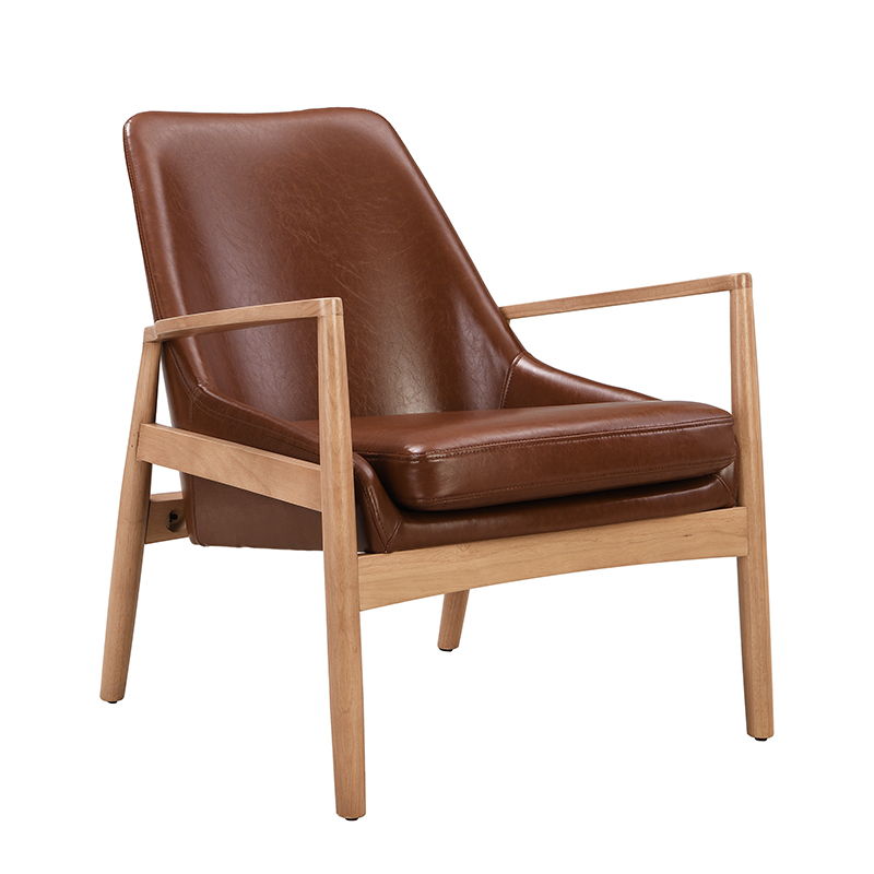 Accent Chair, Mid-Century Modern Armchair With Solid Wood Frame, Reading Leisure Chair With High Back For Living Room - Brown