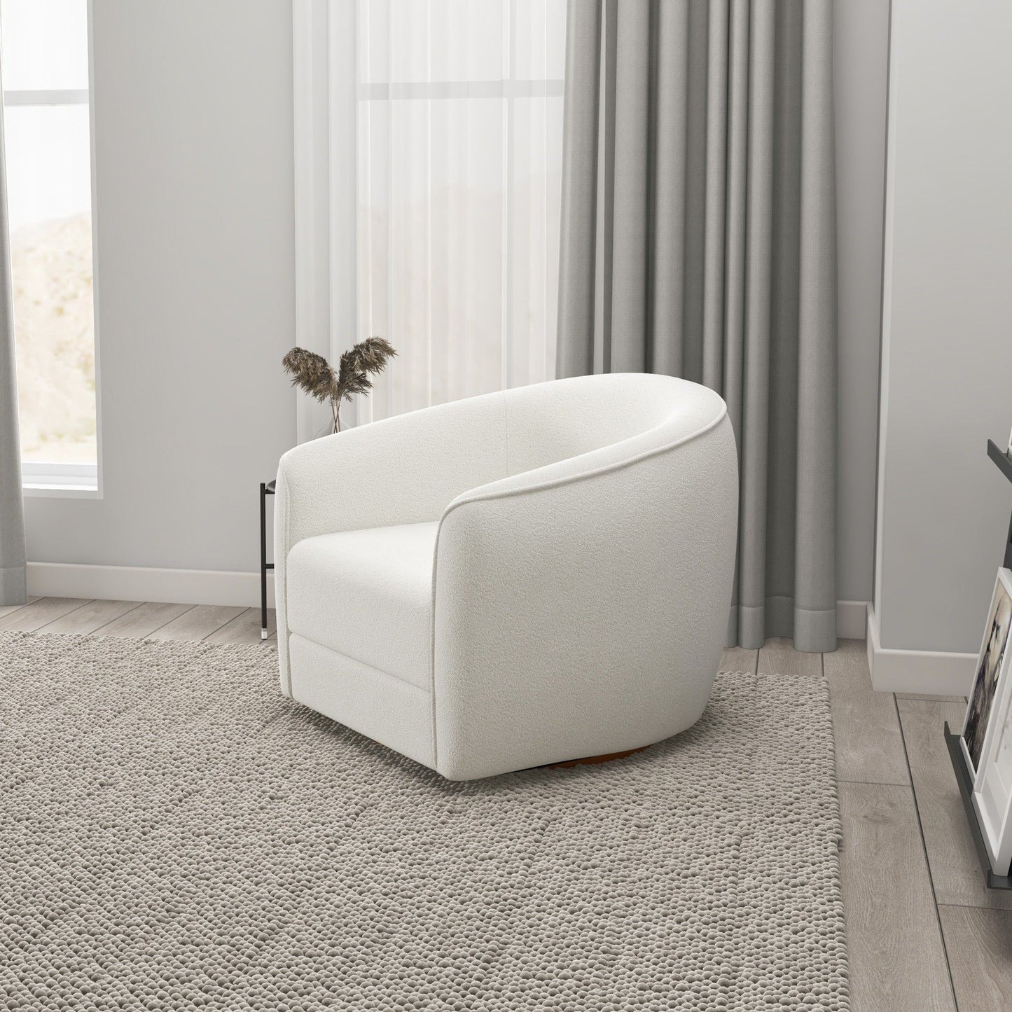 Elise - Mid-Century Modern Swivel Chair - White