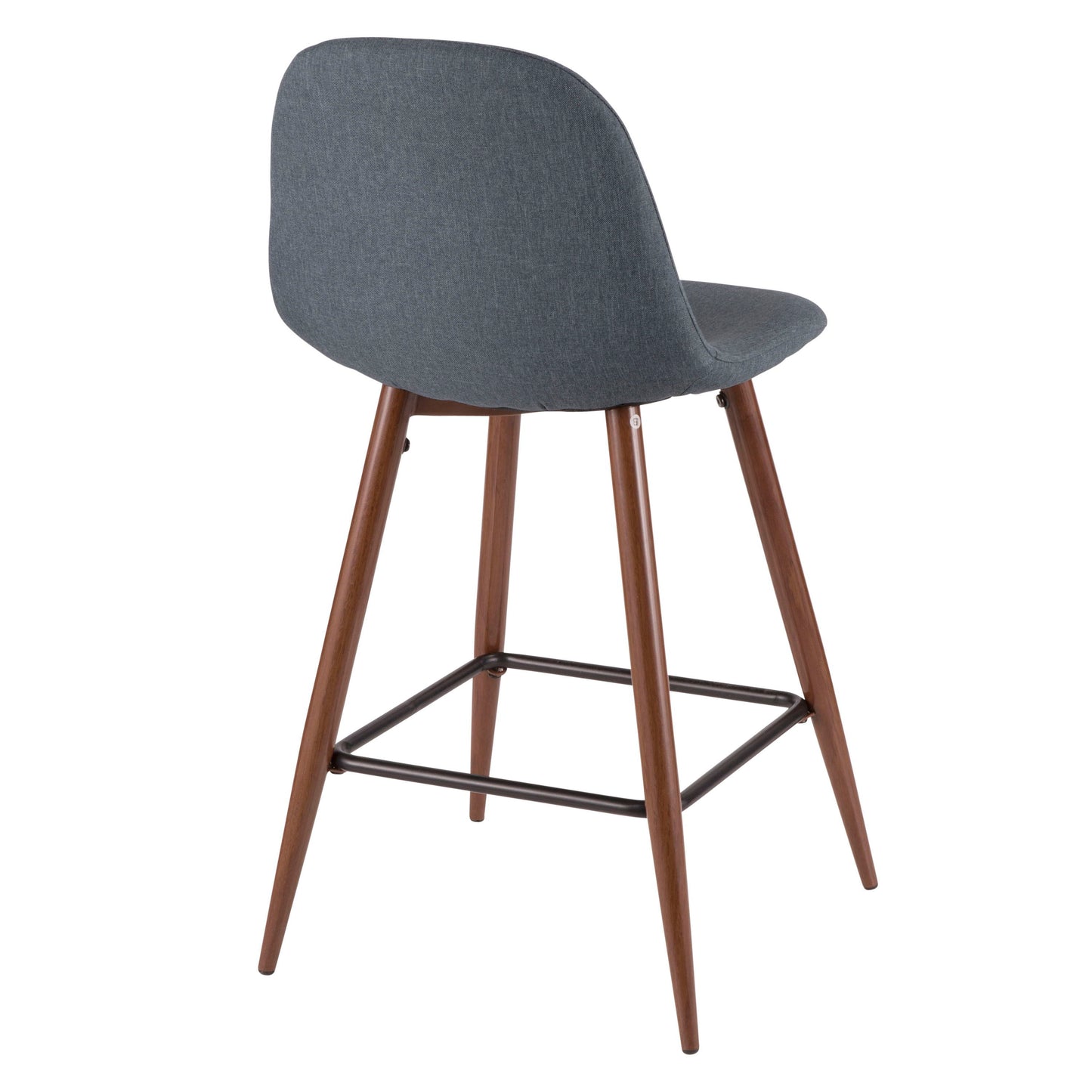 Pebble - Mid-Century Modern Counter Stool (Set of 2) - Walnut / Blue