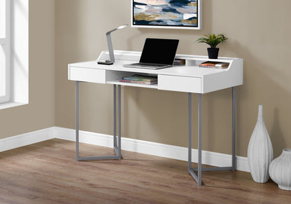 Computer Desk For Home Office, Storage Drawers, Versatile Placement - White