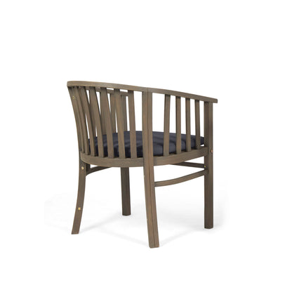 Outdoor Wooden Dining Chairs With Cushions, (Set of 2) - Dark Gray / Gray