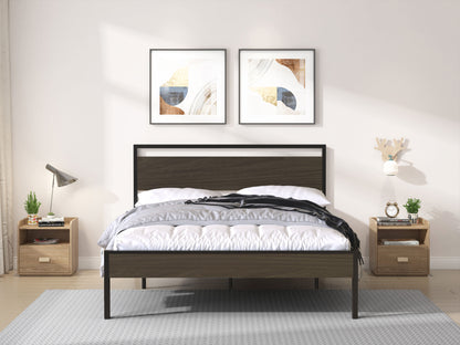 Ceres - Queen Bed With Wood Headboard & Footboard - Black And Walnut