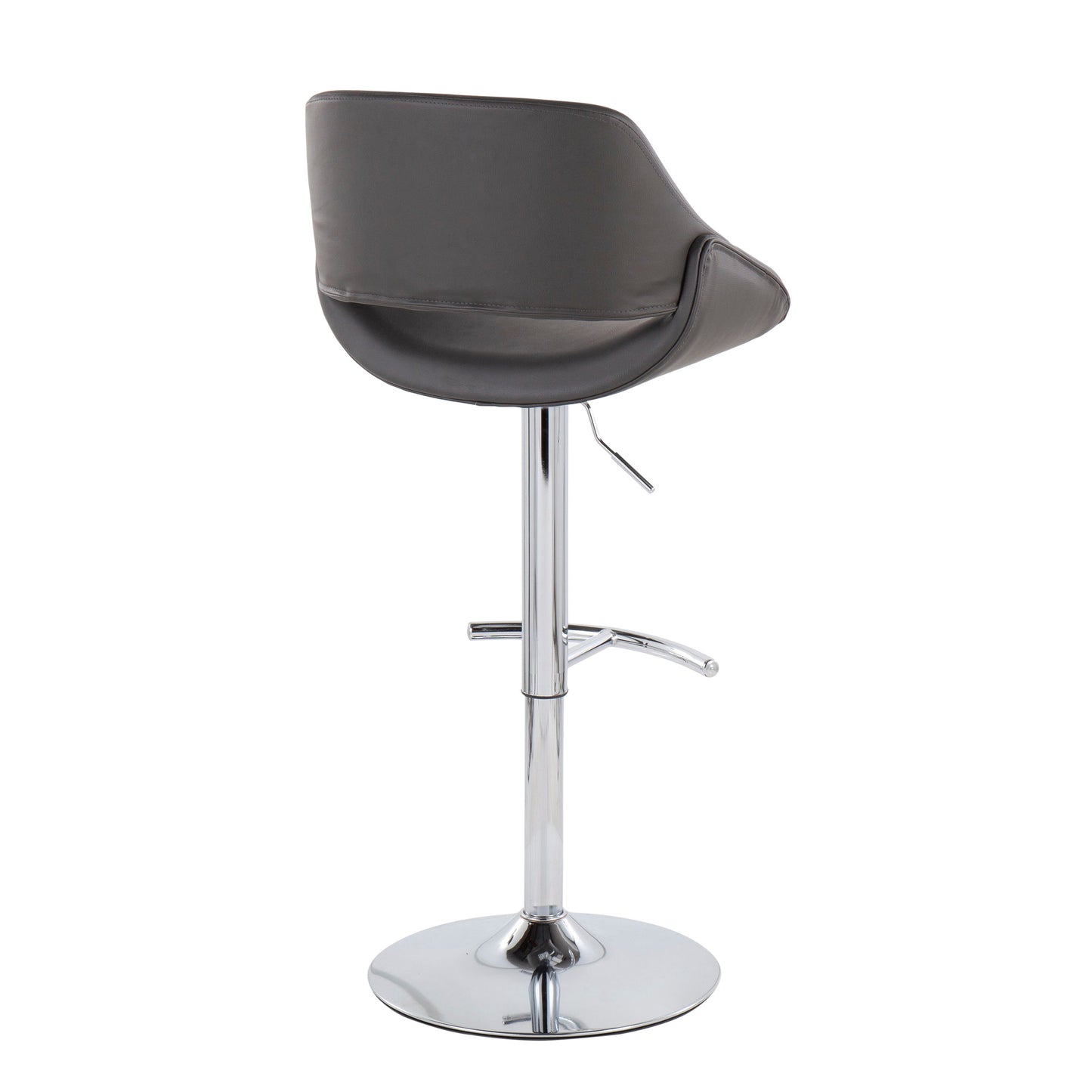 Fabrico - Contemporary Adjustable Bar Stool With Rounded T Footrest (Set of 2) - Chrome / Gray