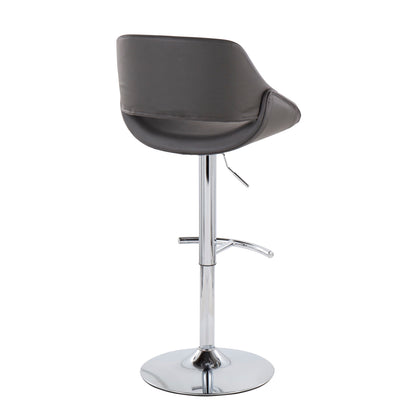 Fabrico - Contemporary Adjustable Bar Stool With Rounded T Footrest (Set of 2) - Chrome / Gray
