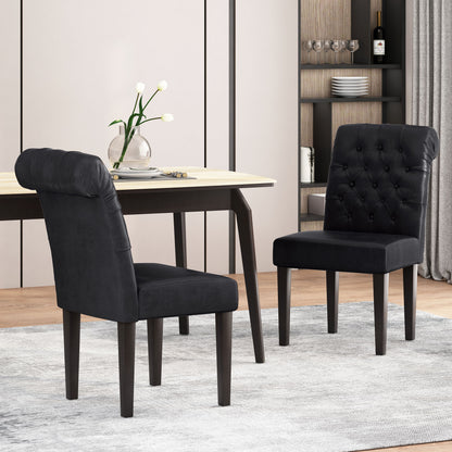 Broxton - Tuft Dining Rolltop Chair (Set of 2) With Button Tufted Upholstery - Black