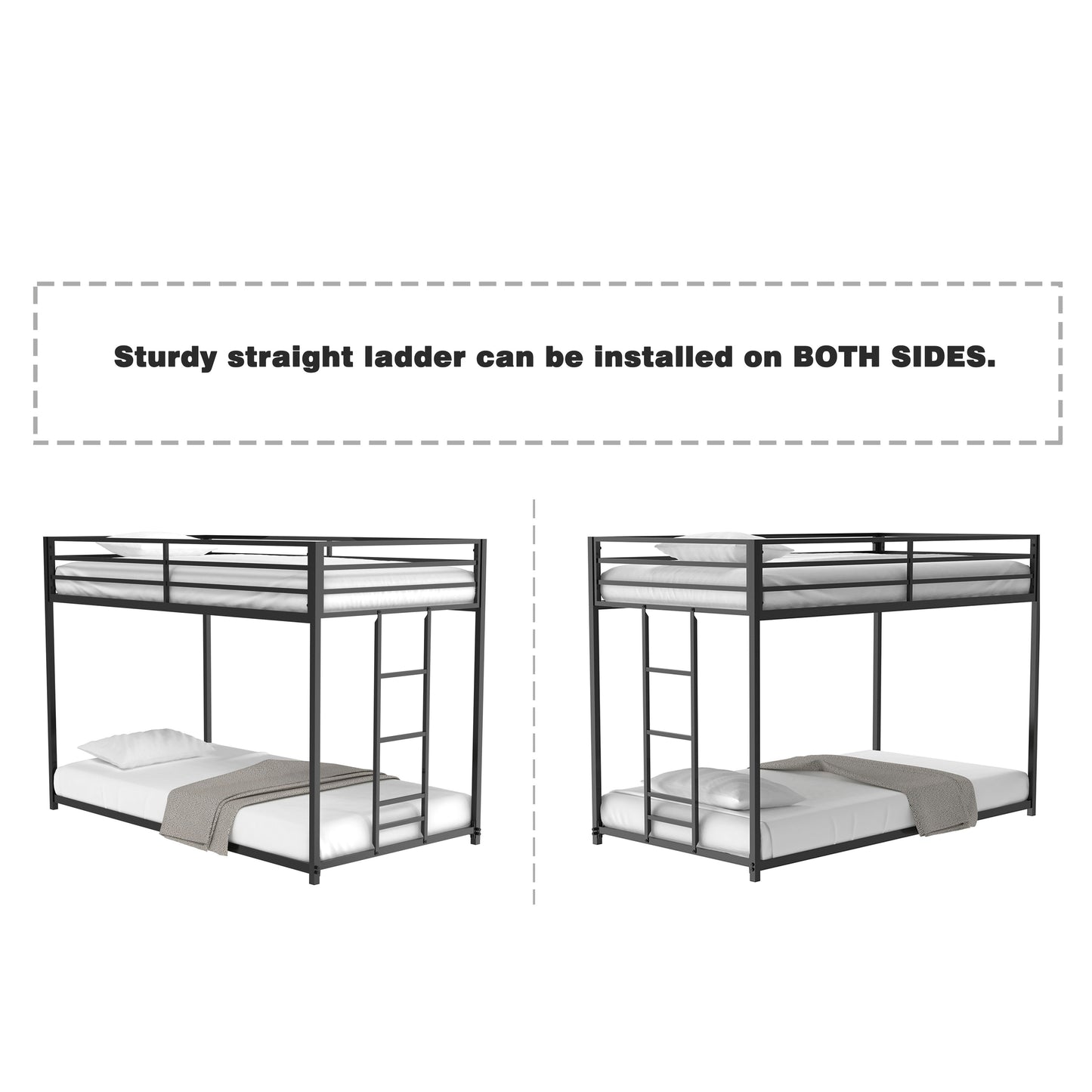 Adam - Twin Over Twin Bunk Bed - Black Metal