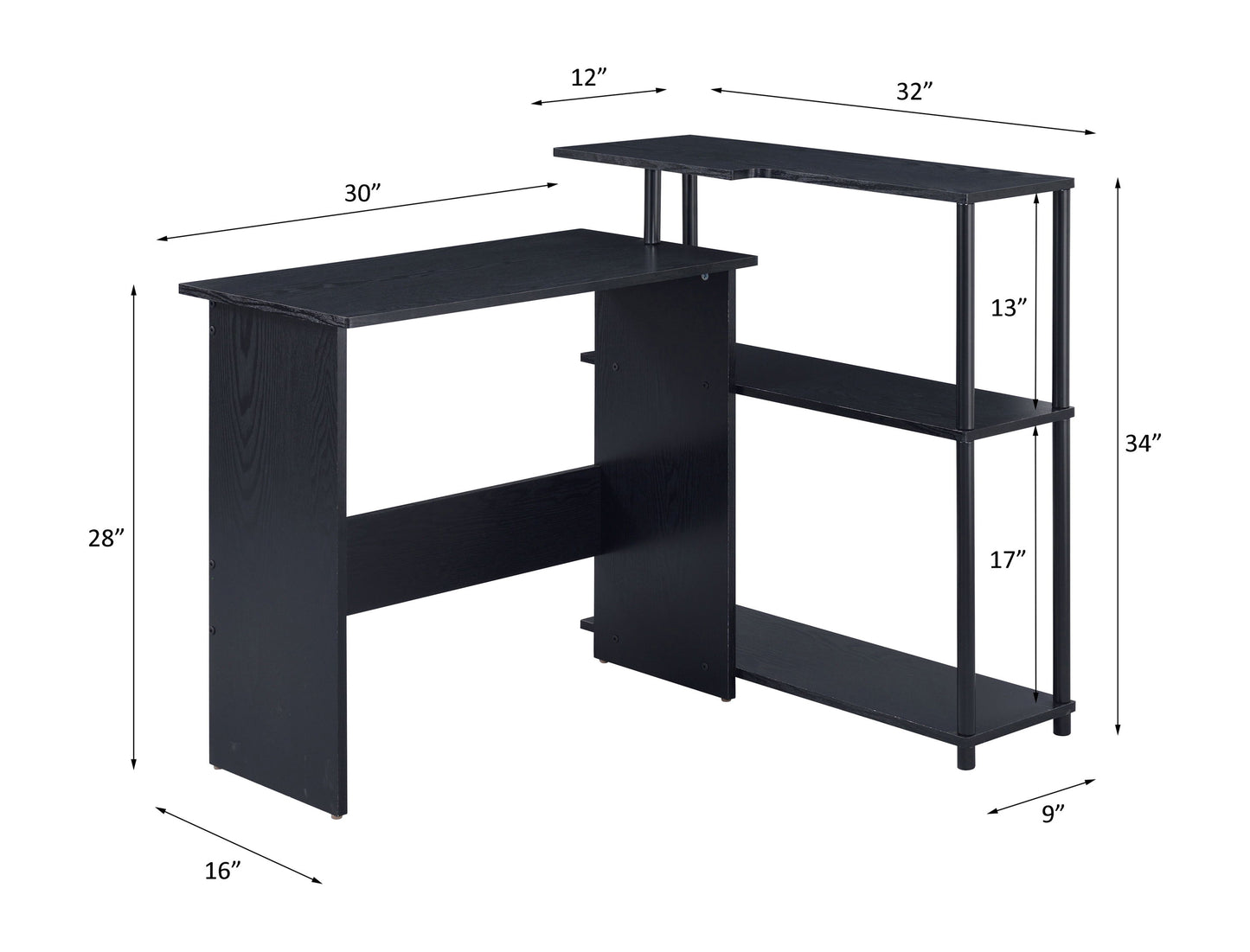 Levi - Writing Desk - Black
