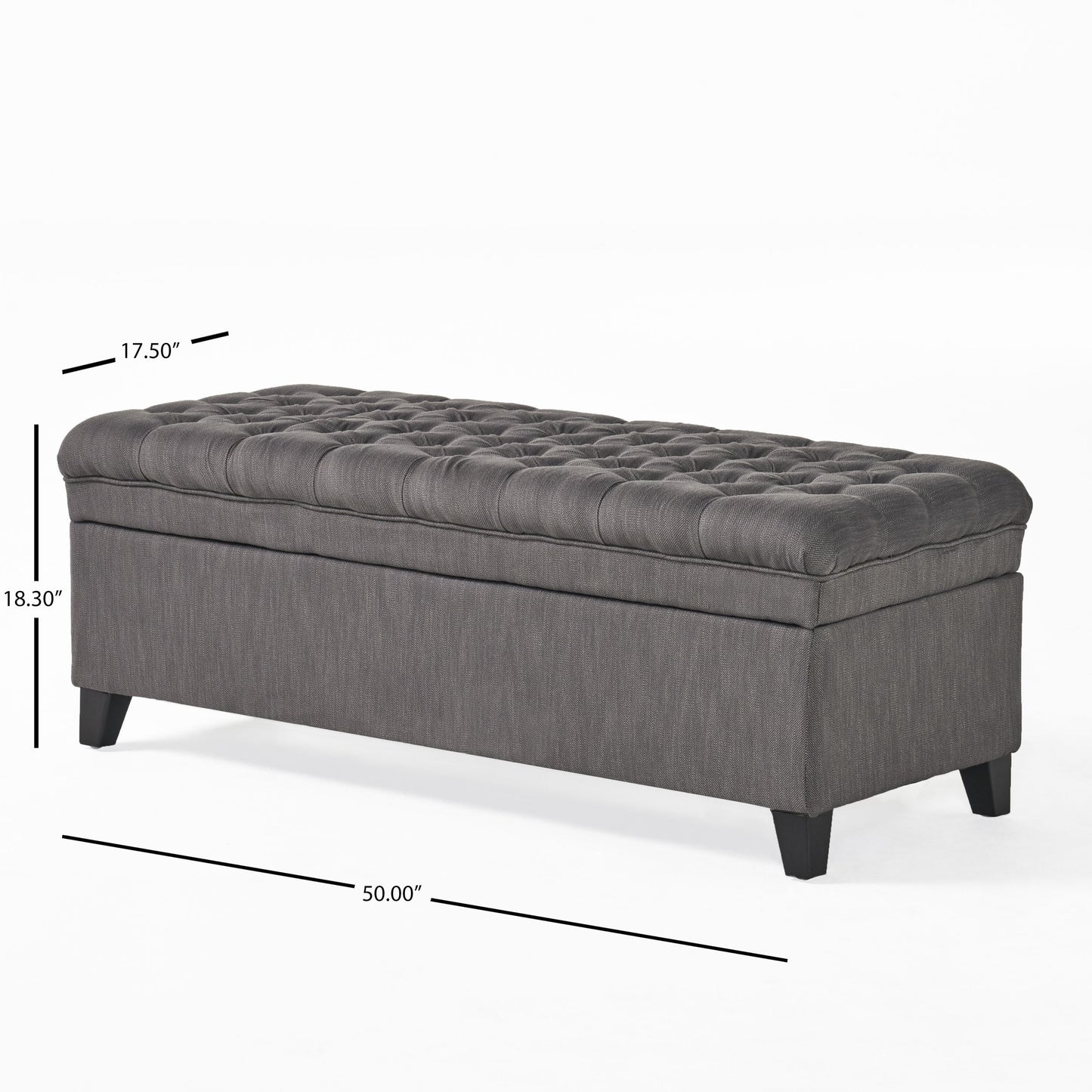 Juliana - Stylish Storage Ottoman With Extra Seating - Gray
