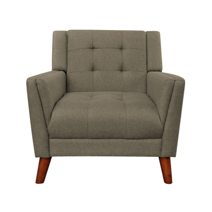 Upholstered Armchair With Button Tufting And Tapered Legs - Mocha