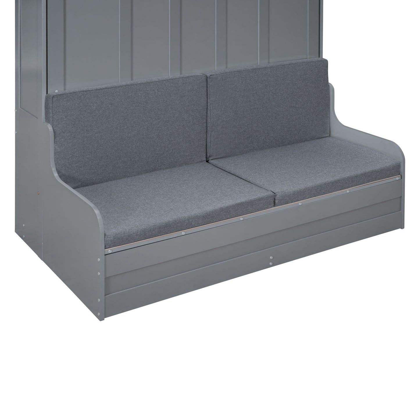 Queen Size Murphy Wall Bed With Cushion, Space Saving - Gray