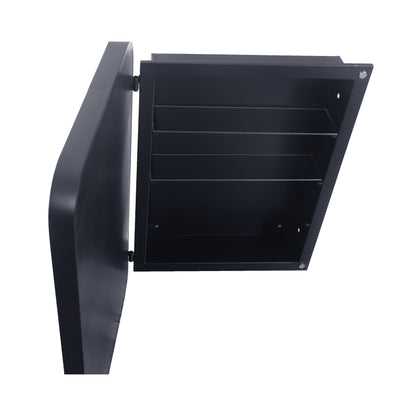 Recessed Metal Framed Medicine Cabinet With Mirror And Adjustable Shelves Wall Mirror With Storage For Bathroom - Black