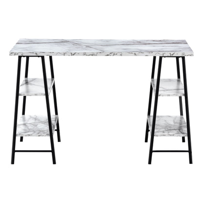 Computer Desk For Home Office, Laptop, Storage Shelves, Contemporary Versatile Placement - White