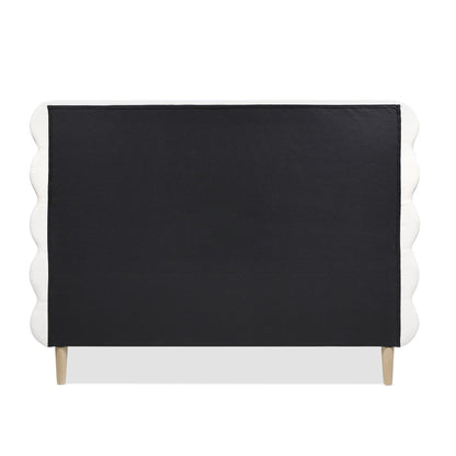 Stockholm - Queen Modern Wavy Headboard Platform Bed - Antique White