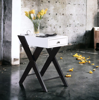 Fierce - Accent Table With Built - In USB Port - White / Black