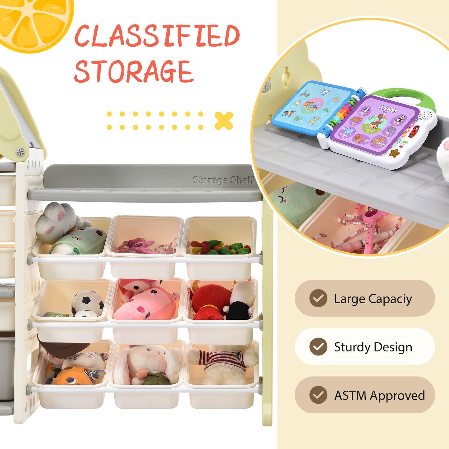 Kids Bookshelf Toy Storage Organizer With 17 Bins And 5 Bookshelves, Multi-Functional Nursery Organizer Kids Furniture Set Toy Storage Cabinet Unit With HDPE SheLF And Bins - Light Green