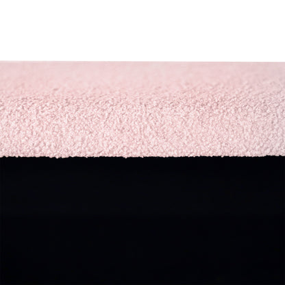 Storage Ottoman Bench For End Of Bed Gold Legs, Modern Gray Faux Fur Entryway Bench Upholstered Padded With Storage For Living Room Bedroom - Pink