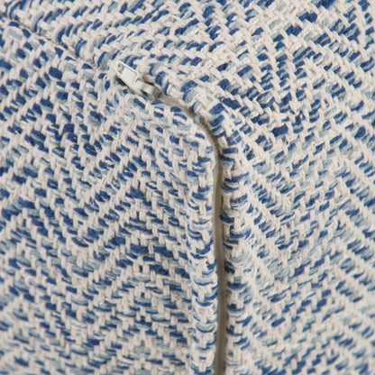 Nate - Square Pouf - Patterned Denim Melange