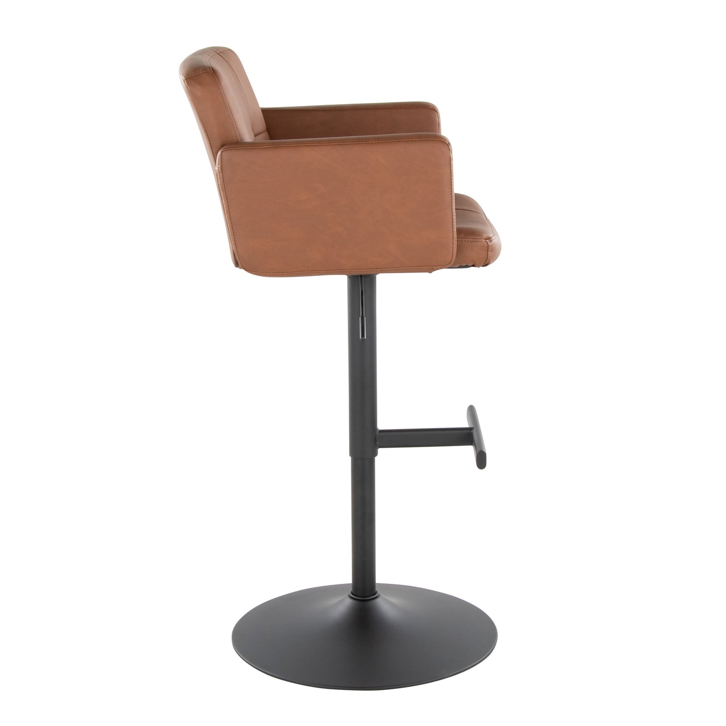 Stout - Contemporary Adjustable Barstool With Swivel - Black / Camel