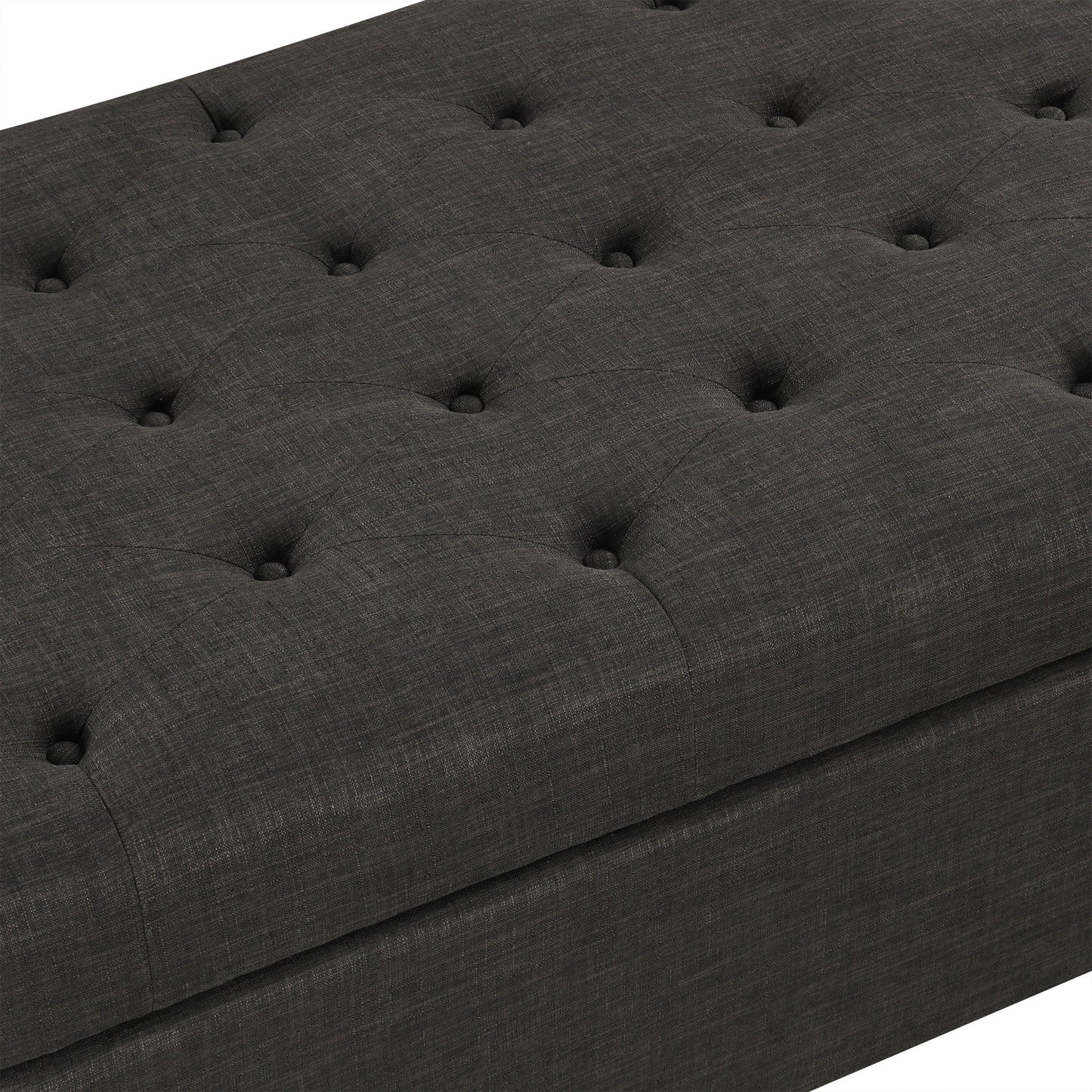 Convertible Ottoman Sleeper With Memory Mattress And Tufted Design, Folding Sofa Bed - Dark Gray Linen
