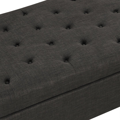 Convertible Ottoman Sleeper With Memory Mattress And Tufted Design, Folding Sofa Bed - Dark Gray Linen