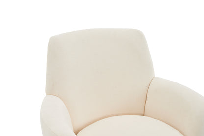 Swivel Barrel Chair, Swivel Accent Chairs Armchair For Living Room, Reading Chairs For Bedroom Comfy, Round Barrel Chairs With Gold Stainless Steel Base - Beige