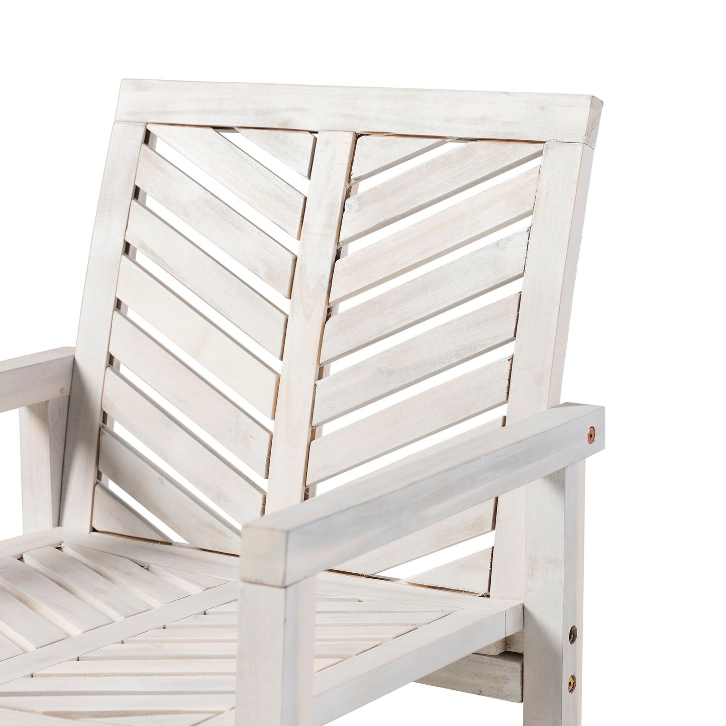 Modern Chevron Patio Chairs (Set of 2) - White Wash