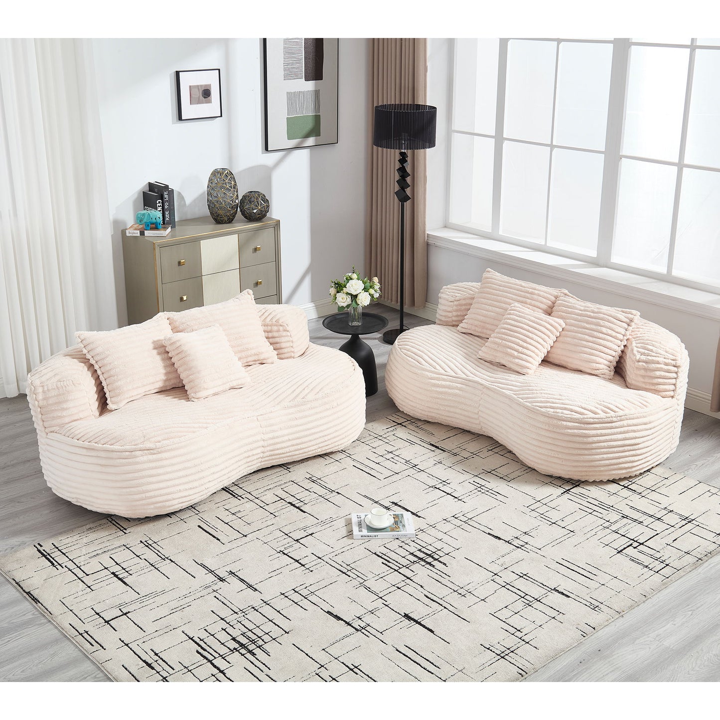 Bean Bag Sofa Lazy Sofa Comfort Lounger High Back Chair For Adults And Kids, Indoor & Outdoor - Beige