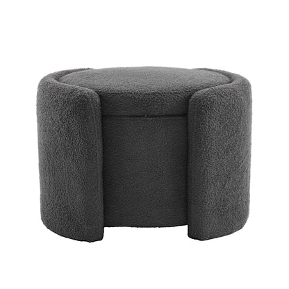 Cozy Boucle Storage Ottoman: Stylish Comfort With Hidden Storage - Gray