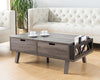 Antique Wooden Livingroom Coffee Table With Two Storage Drawers - Distressed Gray / Black