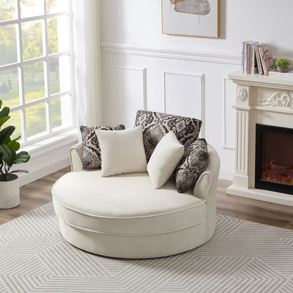 Swivel Accent Barrel Chair With 5 Movable Pillow 360 Degree Swivel Round Sofa Chair For Living Room, Bedroom, Hotel - Beige