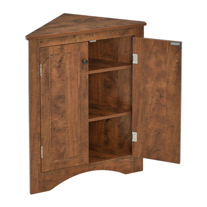 Triangle Bathroom Storage Cabinet With Adjustable Shelves, Freestanding Floor Cabinet For Home Kitchen - Brown