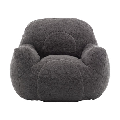 Comfy Bean Bag Chair With Filler, Tufted Memory Foam Sofa Teddy Fabric, Fluffy And Cozy Seating For Dorm, Apartment, Or Living Room - Dark Gray