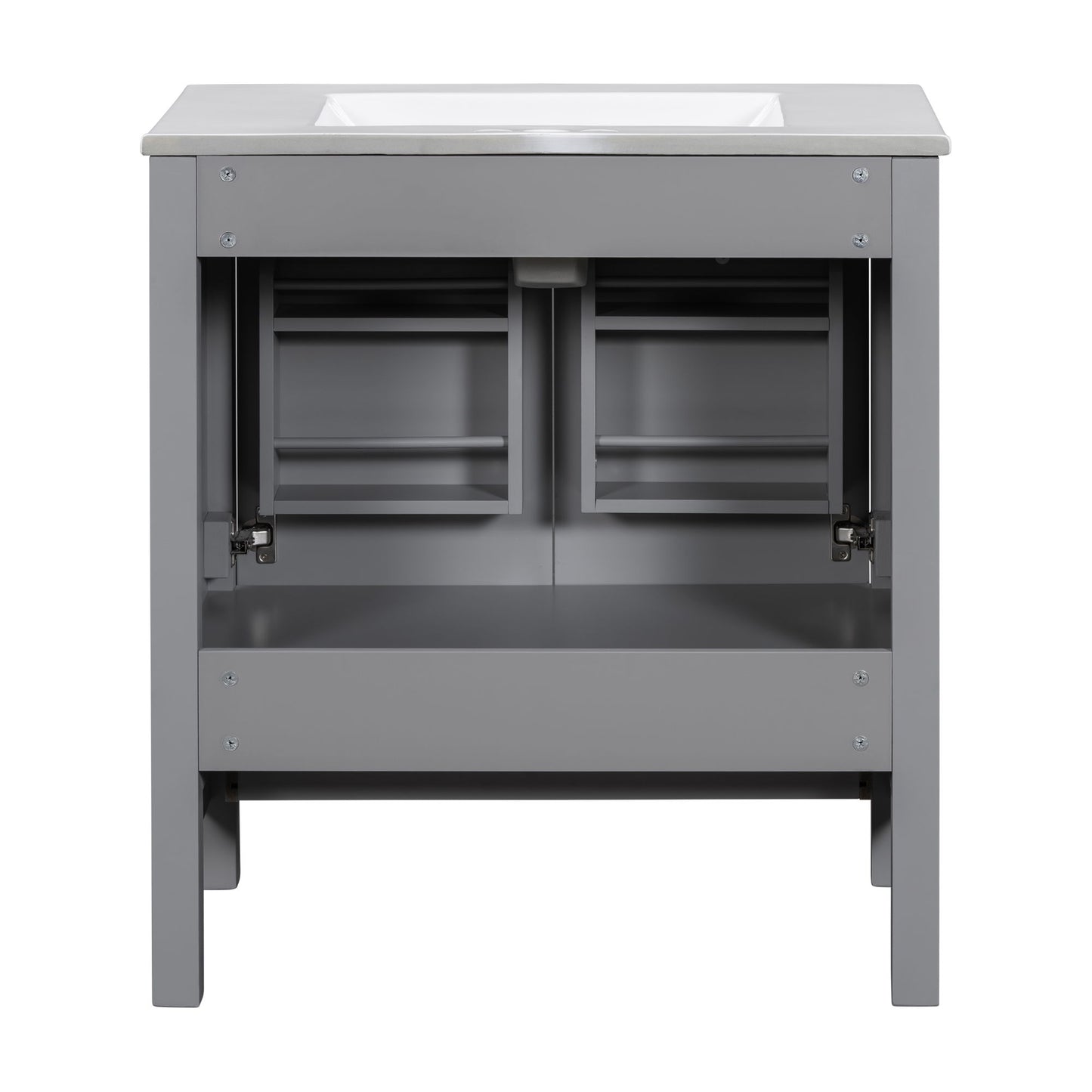 Bathroom Vanity With Single Sink, Combo Cabinet Undermount Sink, Bathroom Storage Cabinet With Two Doors And A Drawer, Soft Closing, Multifunctional Storage, Solid Wood Frame - Gray