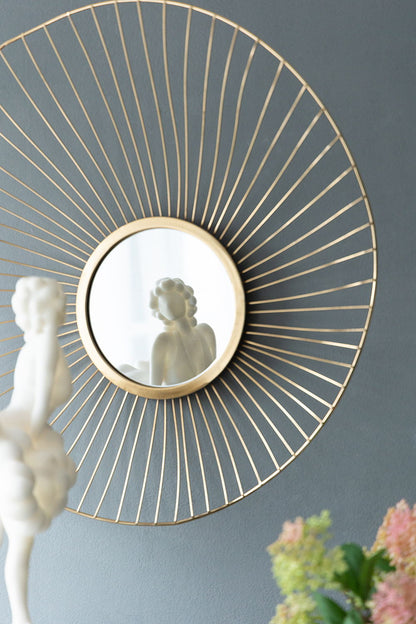 Wall Mirror Abstract Designed Wall Mirrors WithFrame For Home & Office, Top Of Sideboard (Set of 3) - Gold