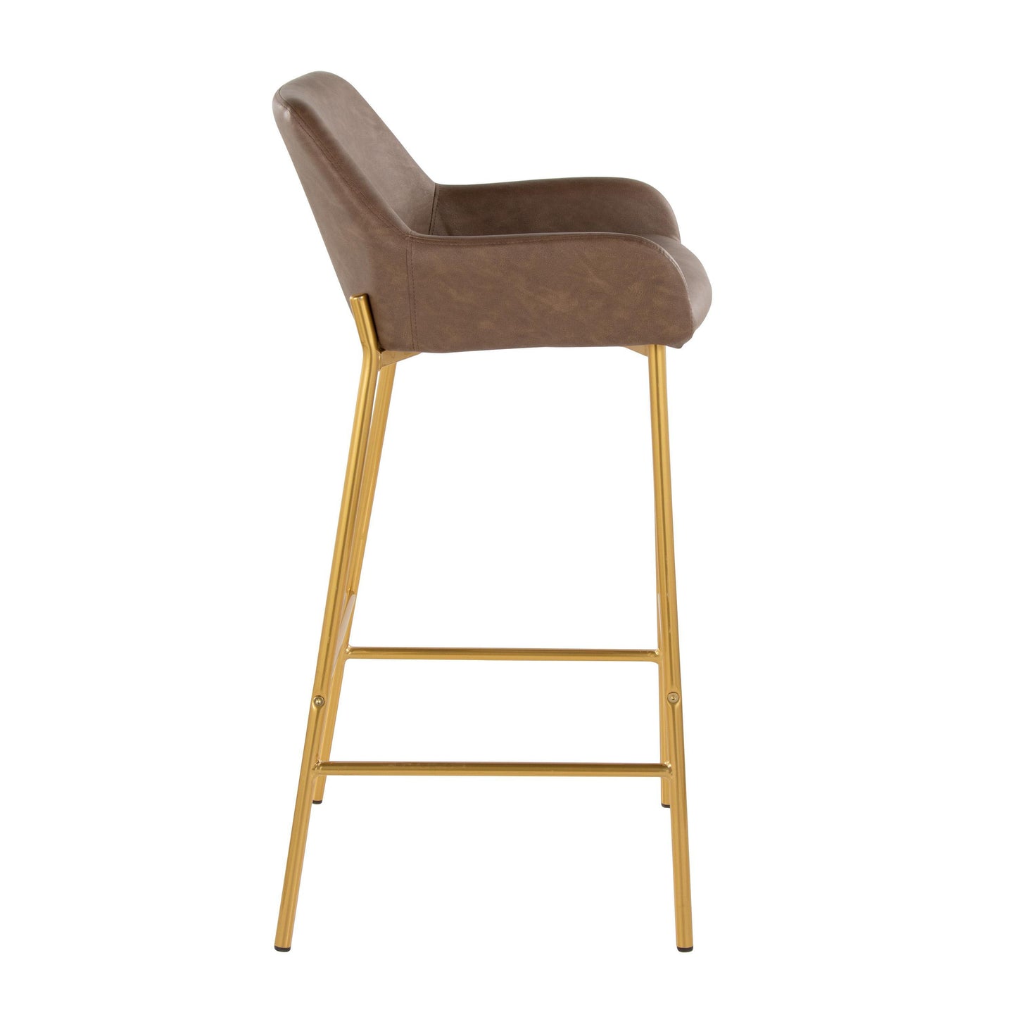 Daniella - Contemporary / Glam Fixed Height Barstool (Set of 2) - Gold / Espresso
