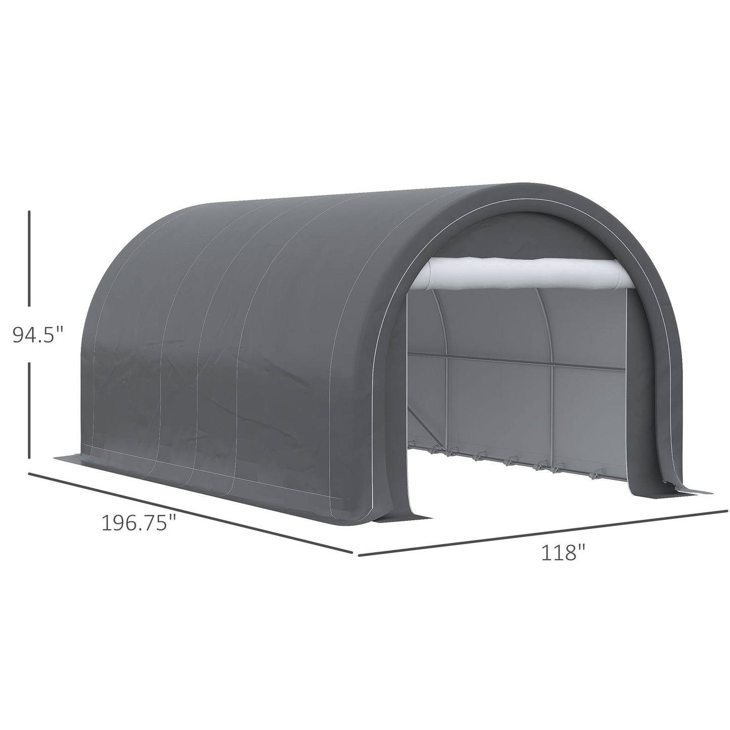 Outsunny - 10' x 16' Carport, Heavy Duty Portable Garage Storage Tent With Large Zippered Door, Anti-Uv Pe Canopy Cover For Car, Truck, Boat, Motorcycle, Bike, Garden Tools, Outdoor Work - Gray