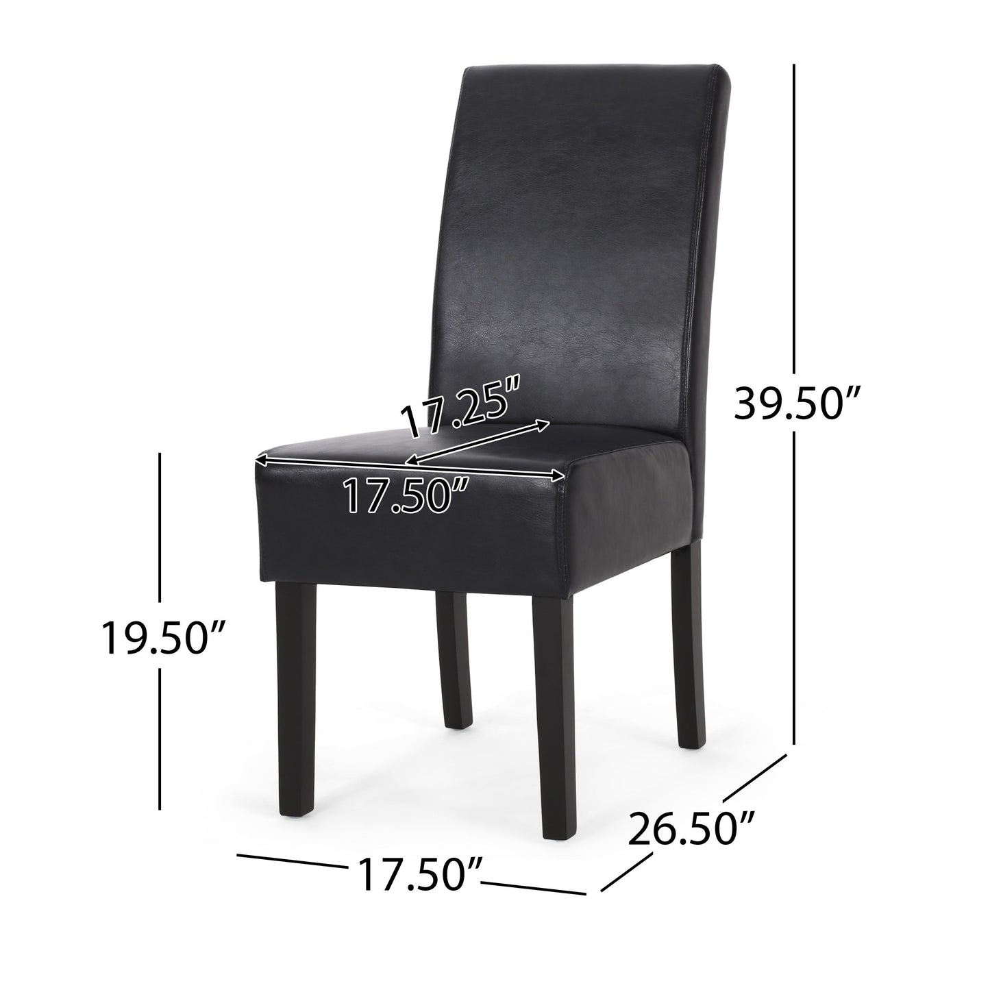 Contemporary Dining Chair (Set of 2) With Rubberwood Legs - Black