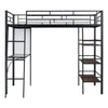 Twin Size Loft Bed With 3 Layers Of Shelves And Desk, Stylish Frame Bed - Black