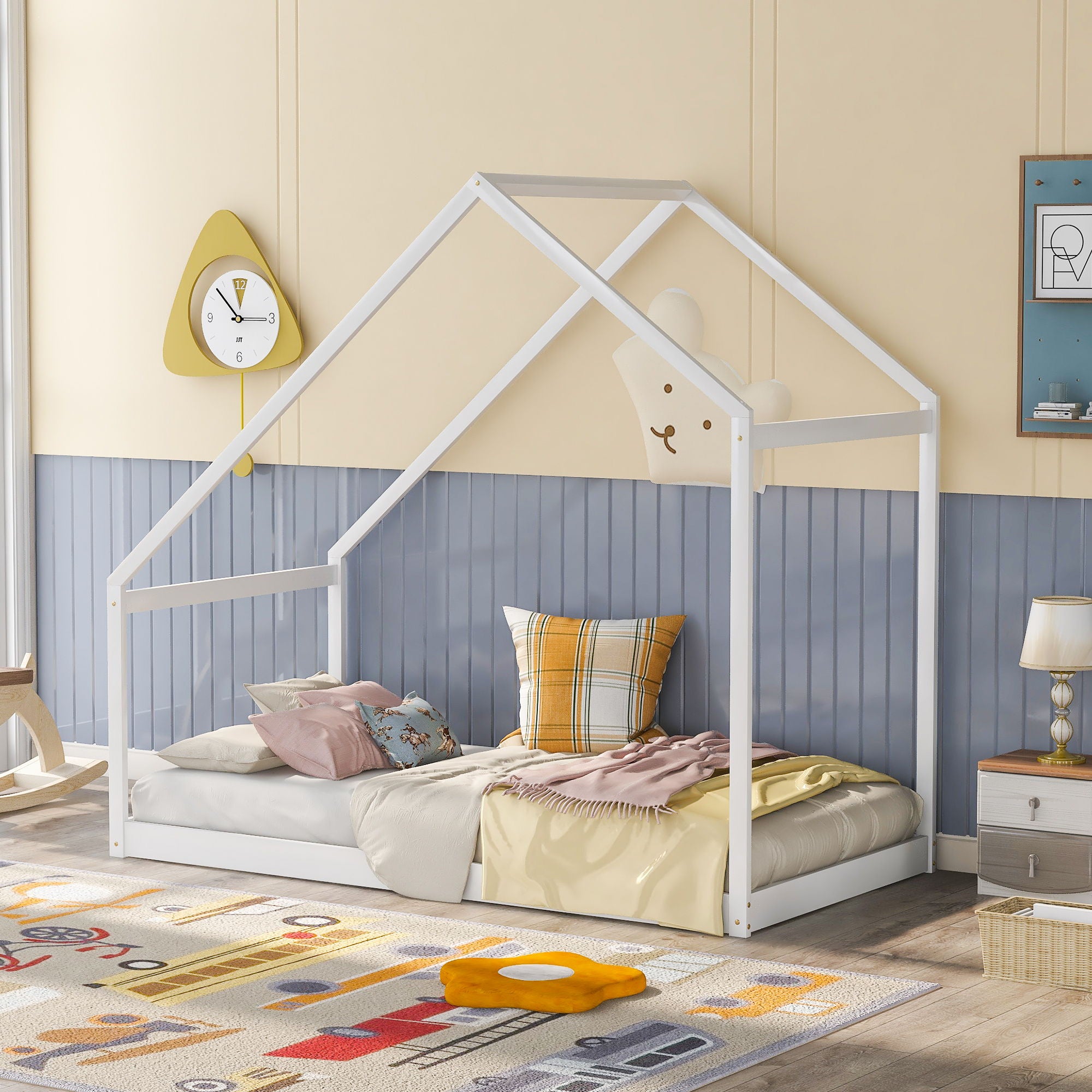 Twin Size Playhouse Style Bed - White