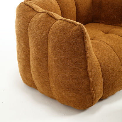 Soft Bean Bag Chair With High Resilient Foam (Chips) - Khaki / Yellow