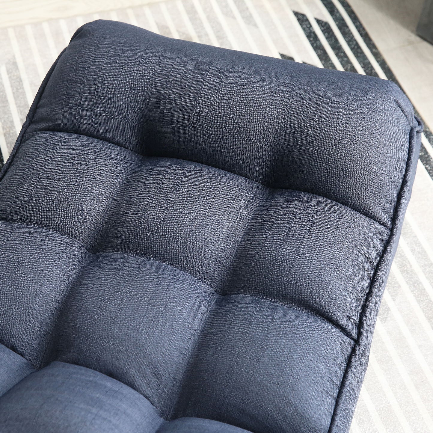 Single Sofa Reclining Japanese Chair Lazy Sofa Tatami Balcony Adjustable Chair - Navy