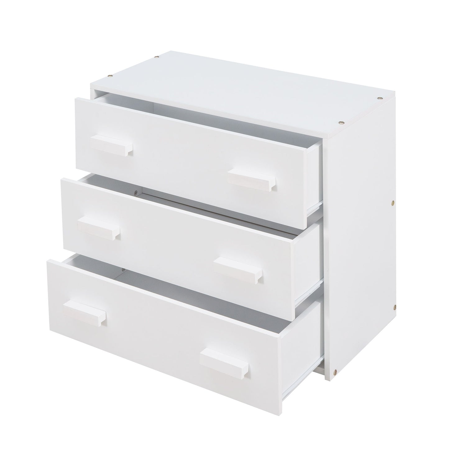Twin Size Loft Bed With Cabinet And Shelf - White
