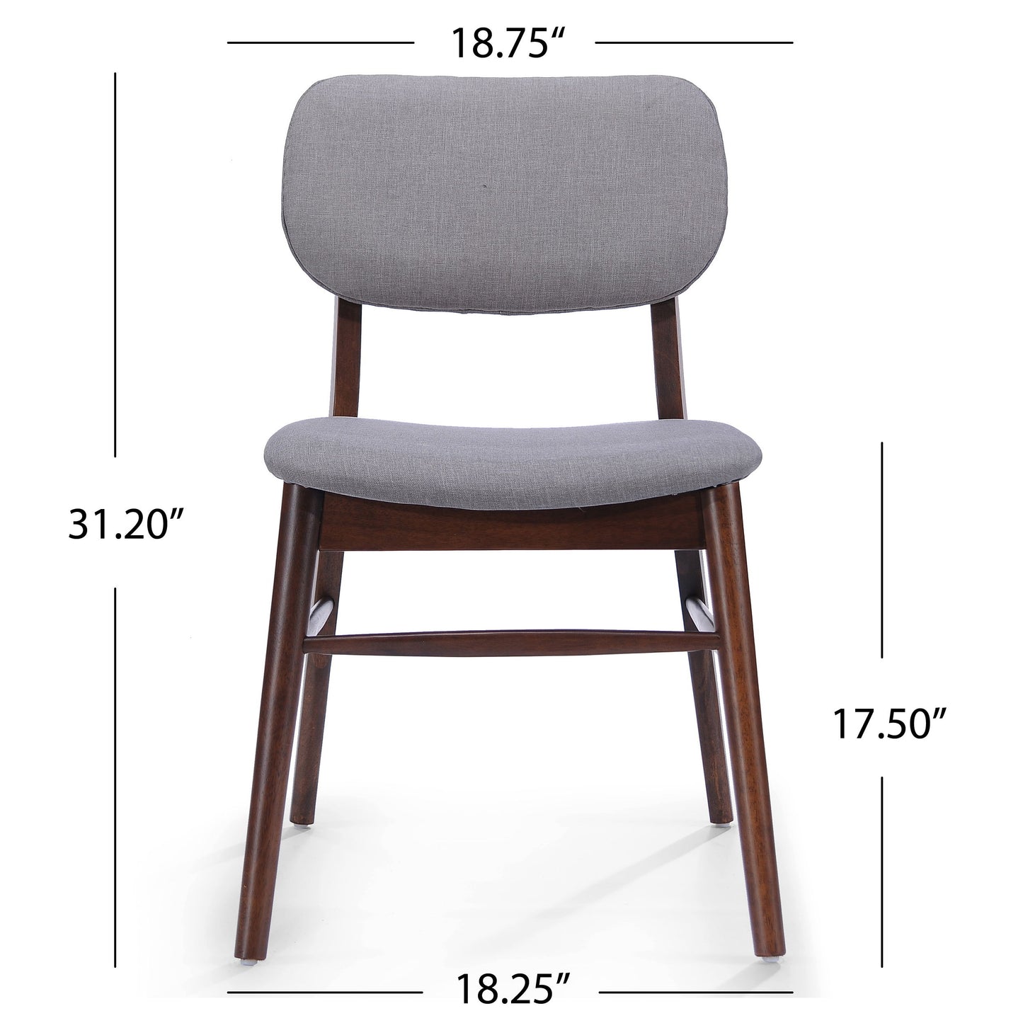 Mid Century Modern Upholstered Dining Chairs With Splayed Rubberwood Legs (Set of 2) - Light Gray
