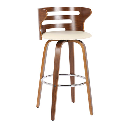 Cosini - Mid-Century Modern Barstool With Swivel (Set of 2) - Walnut / Cream