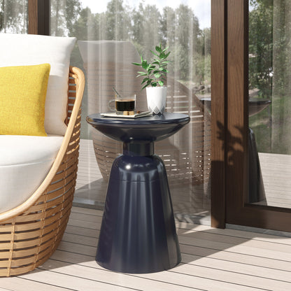 Outdoor Metal End Table Large - Navy Blue