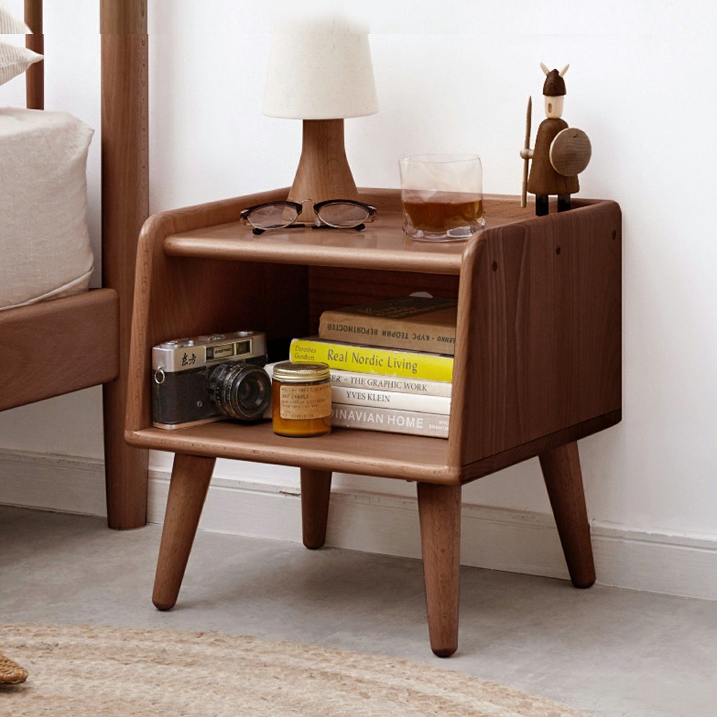 Bedside Cabinet, Modern Simple Nightstands European Beech - Brown
