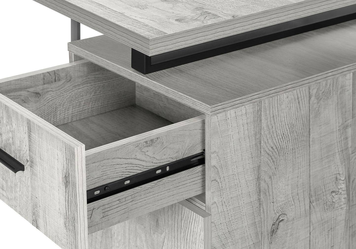 Computer Desk, For Laptop, Left, Right Set-Up, Storage Drawers, Work, Contemporary, Modern - Gray