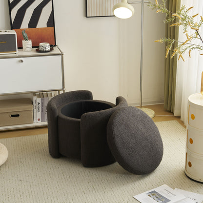 Cozy Boucle Storage Ottoman: Stylish Comfort With Hidden Storage - Gray